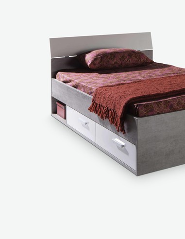 Pedri - Einzelbett aus Holzdekor mit 2 Schubkästen