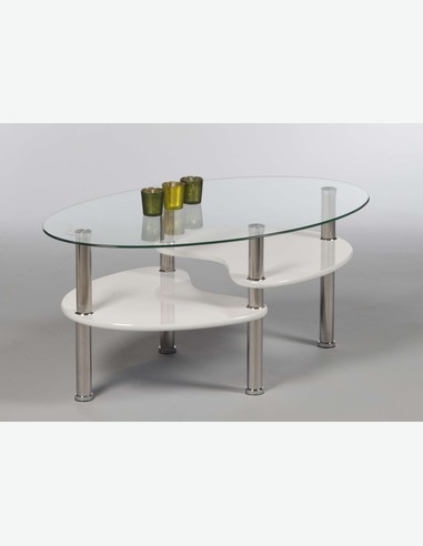 Biagio - Couchtisch oval aus temperiertem Glas, weiß 