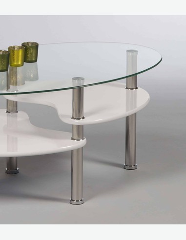 Biagio - Couchtisch oval aus temperiertem Glas, weiß 2