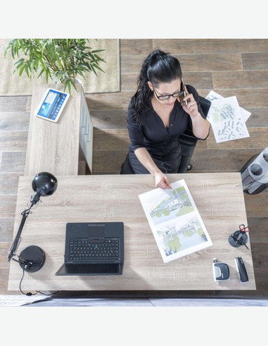 Leon - Schreibtisch - Eiche Sonoma / weiß Dekor - Oberansicht