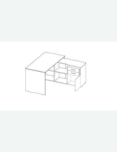 Leon - Schreibtisch - Eiche Sonoma / weiß Dekor - Skizze