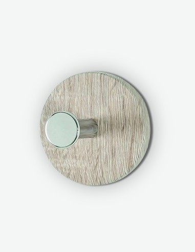 Liam - Garderobenknopf, rund, Chrom-Nickel - weiß