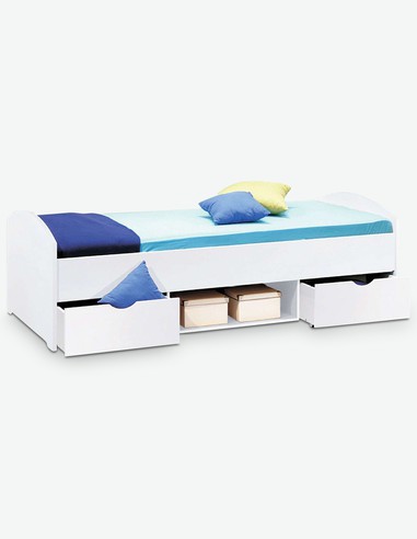 Nemu - Fusto del letto per bambini / ragazzi in bianco d'imitazine