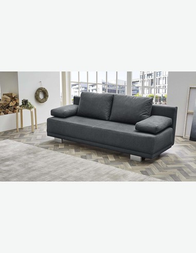Jobla - Sofa mit Bettkasten und schlaffunktion, aus Mikrofaser, dunkelgrau