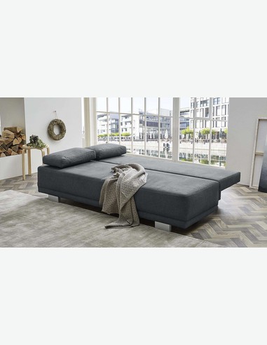 Jobla - Sofa mit Bettkasten und schlaffunktion, aus Mikrofaser, dunkelgrau