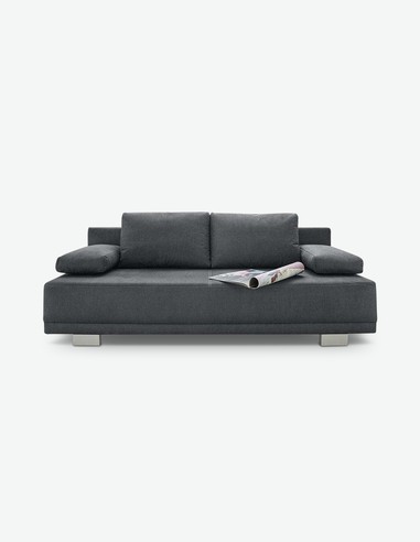 Jobla - Sofa mit Bettkasten und schlaffunktion, aus Mikrofaser, dunkelgrau