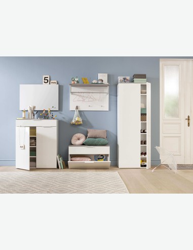 Cinzia - Garderobenpaneel mit 3 Haken, 1 Hutablage und 1 Kleiderstange 2
