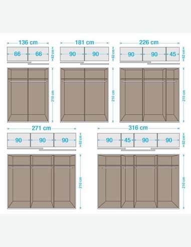 Universal - Wäscheeinteilung mit 2 Ablagen, aus Holzdekor