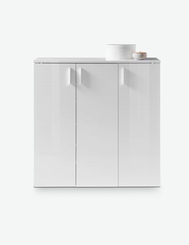 Lindo - Schuhschrank aus Holzdekor in weiß glanz