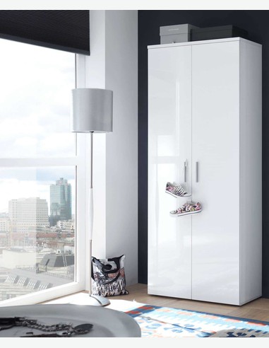 Lindo - Schuhschrank aus Holzdekor in weiß glanz