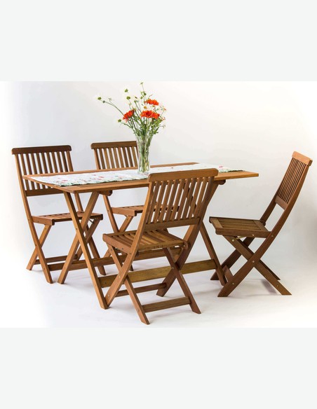Malvi - Klappbarer Tisch für Garten / Balkon, aus massivholz, groß