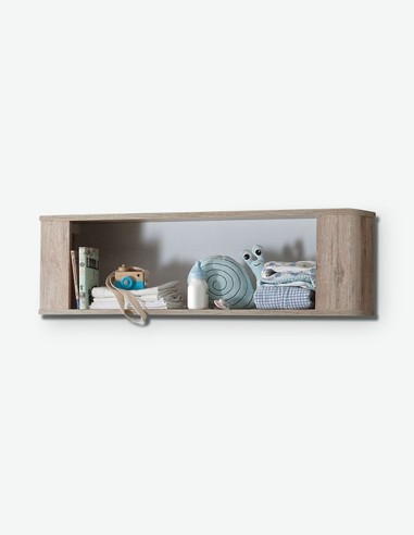 Katia - Mensola da muro in legno laminato, di colore bianco opaco / quercia San Remo chiara