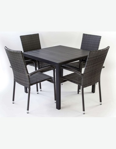 Limana - Garten- / Balkontisch mit Metallgestell und Polywood Oberfläche