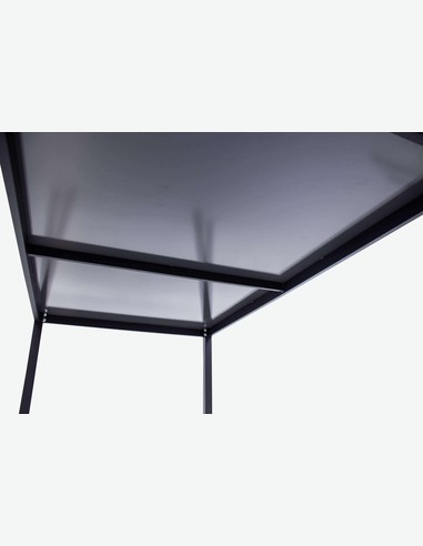 Sedico - Tisch aus schwarzem Metall mit grauer Glasplatte