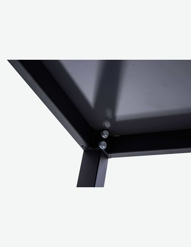 Sedico - Tisch aus schwarzem Metall mit grauer Glasplatte