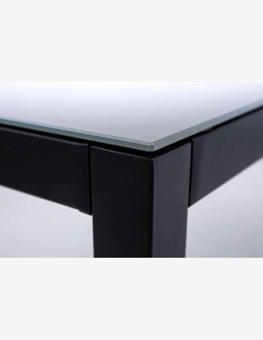 Sedico - Tisch aus schwarzem Metall mit grauer Glasplatte