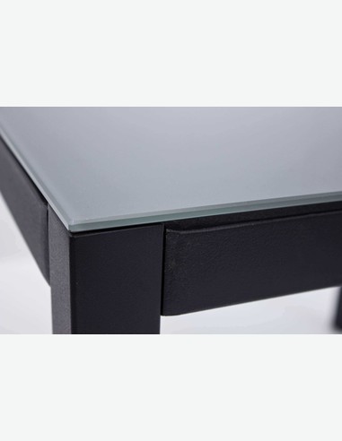 Sedico - Tisch aus schwarzem Metall mit grauer Glasplatte