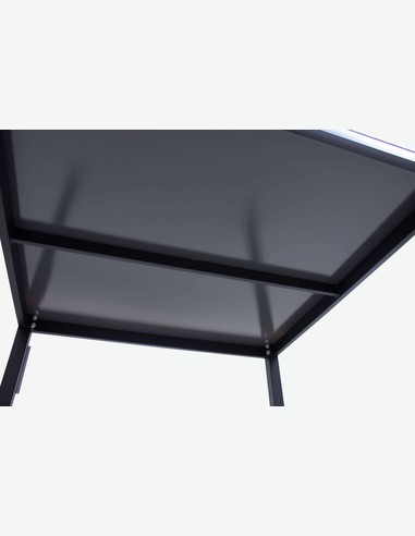 Sedico - Tisch aus schwarzem Metall mit grauer Glasplatte