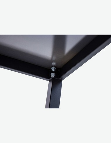 Sedico - Tisch aus schwarzem Metall mit grauer Glasplatte