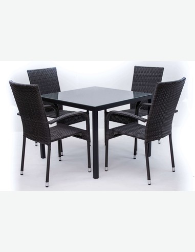 Sedico - Tisch aus schwarzem Metall mit grauer Glasplatte