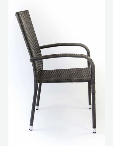 Arezzo small - Gartenset bestehend aus einem Metalltisch mit Glasoberfläche und vier stapelbaren Stühlen