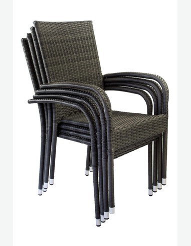 Arezzo small - Gartenset bestehend aus einem Metalltisch mit Glasoberfläche und vier stapelbaren Stühlen