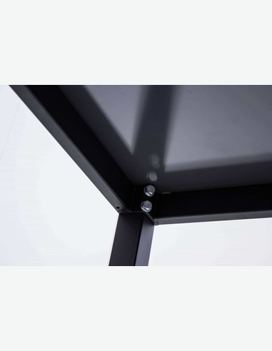 Arezzo big - Gartenset bestehend aus einem großen Metalltisch mit Glasoberfläche und vier stapelbaren Stühlen