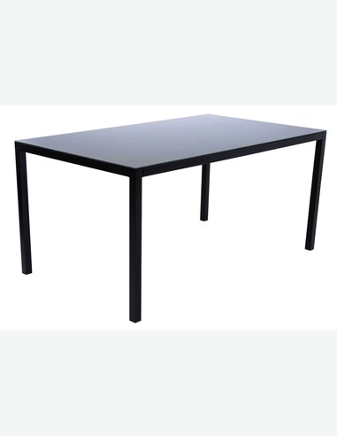 Arezzo big - Gartenset bestehend aus einem großen Metalltisch mit Glasoberfläche und vier stapelbaren Stühlen