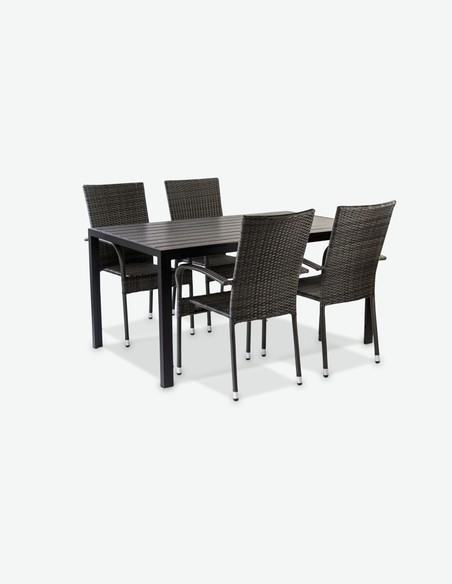 Piave small - Set da giardino composto da un tavolo quattro sedie impilabili