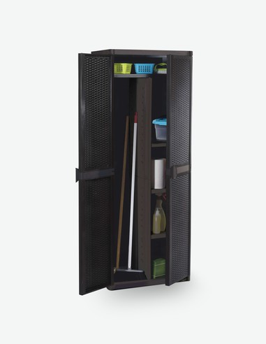 Steves - Besenschrank aus Kunststoff, in Rattanoptik 2