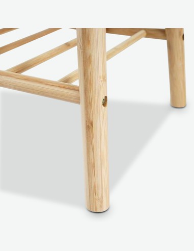 Edo - Bank aus massivem Bambusholz, graues Sitzpolster inklusive