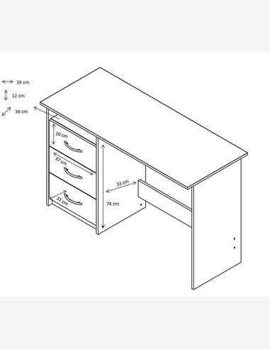 Adria - Schreibtisch in Eiche Sonoma / weiß Dekor