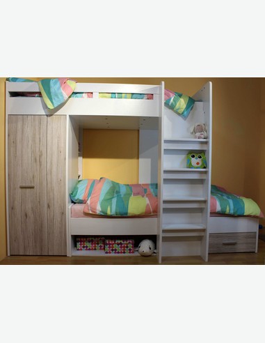 Moritz - Hochbett - weiß und Sandeiche Dekor Milieu