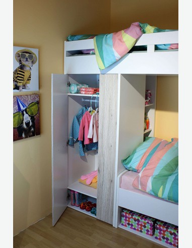 Moritz - Hochbett - weiß und Sandeiche Dekor Milieu