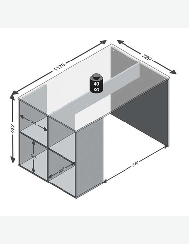 Domus - Schreibtisch aus Holzdekor mit 4 offenen Fächern