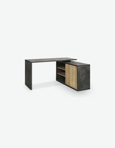 Caruso - Schreibtisch mit 1 Schiebetür und 4 Einlegeböden, aus Holzdekor in der Farbe Tadao / Eiche