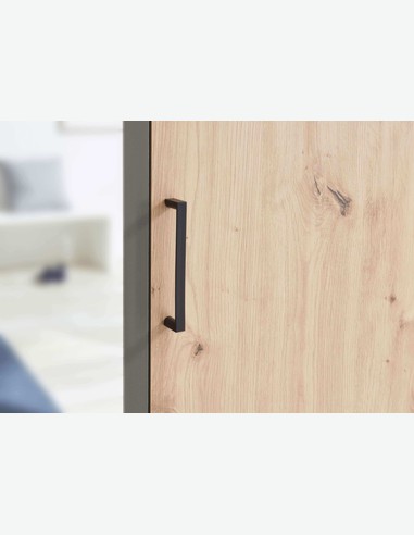 Cremona - Drehtürenschrank mit 2 Holz-, 2 Spiegeltüren und 2 Schubkästen.