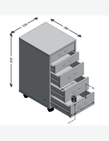 Fornovo - Rollcontainer aus Holzdekor - weiß 2