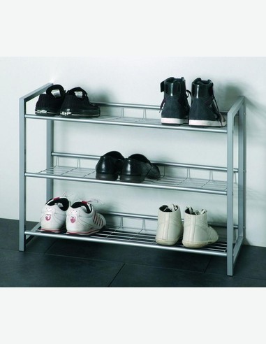 Gudrun - Schuhregal aus alufarbenem Stahlrohr 2