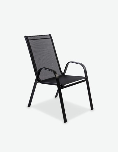 Piola - Stapelbarer Stuhl, aus schwarzem Metall. Ideal für den Außenbereich, witterungsbeständig und sehr robust