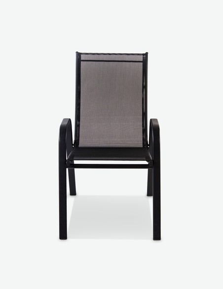 Piola - Stapelbarer Stuhl, aus schwarzem Metall. Ideal für den Außenbereich, witterungsbeständig und sehr robust