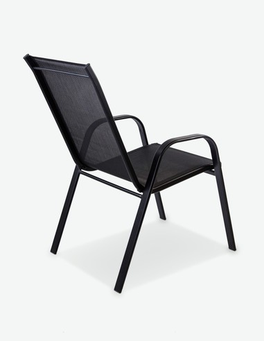 Piola - Stapelbarer Stuhl, aus schwarzem Metall. Ideal für den Außenbereich, witterungsbeständig und sehr robust