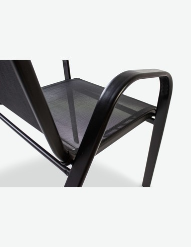 Piola - Stapelbarer Stuhl, aus schwarzem Metall. Ideal für den Außenbereich, witterungsbeständig und sehr robust