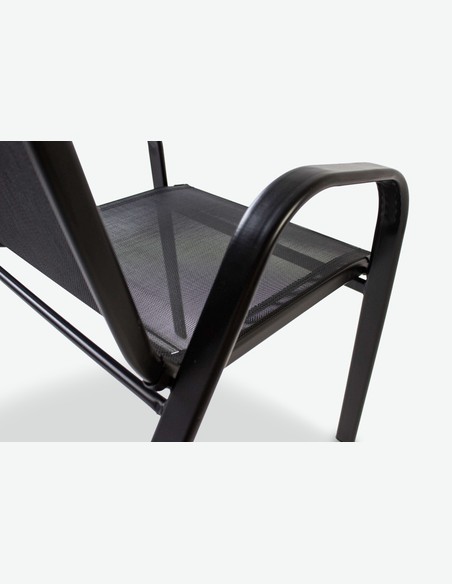 Piola - Stapelbarer Stuhl, aus schwarzem Metall. Ideal für den Außenbereich, witterungsbeständig und sehr robust