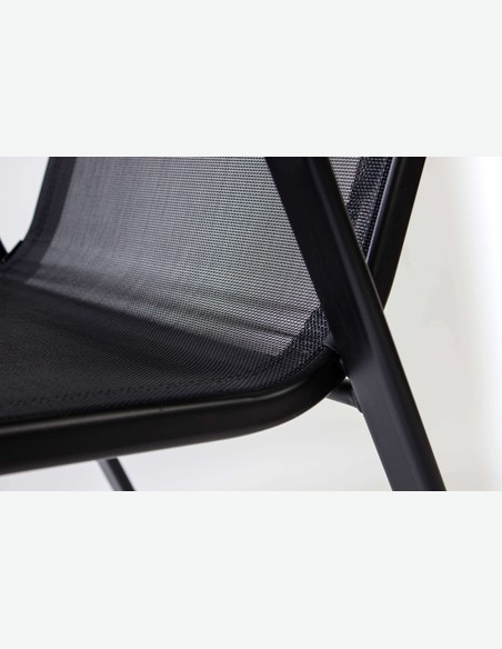 Piola - Stapelbarer Stuhl, aus schwarzem Metall. Ideal für den Außenbereich, witterungsbeständig und sehr robust