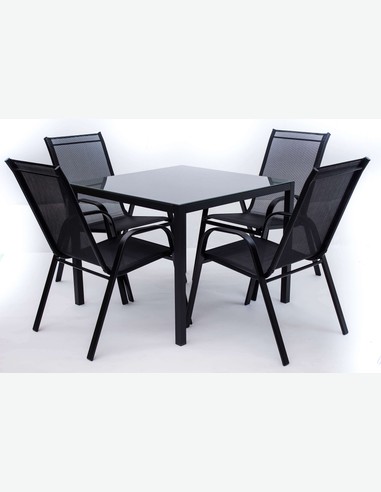 Piola - Stapelbarer Stuhl, aus schwarzem Metall. Ideal für den Außenbereich, witterungsbeständig und sehr robust