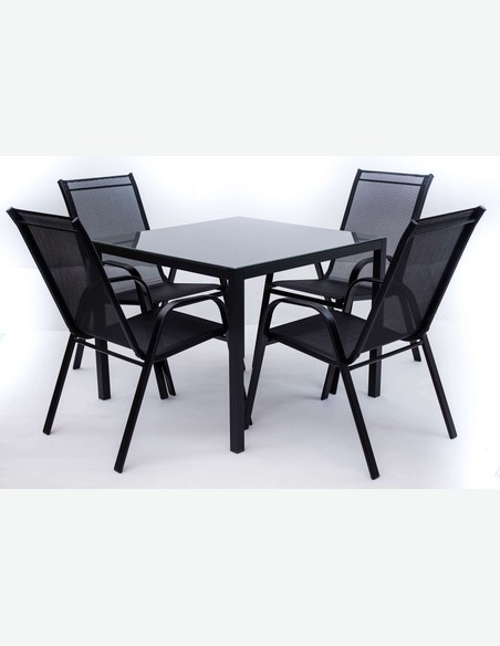 Piola - Stapelbarer Stuhl, aus schwarzem Metall. Ideal für den Außenbereich, witterungsbeständig und sehr robust