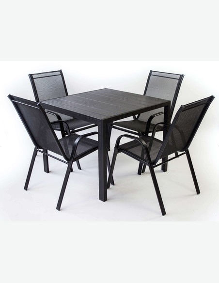 Piola - Stapelbarer Stuhl, aus schwarzem Metall. Ideal für den Außenbereich, witterungsbeständig und sehr robust