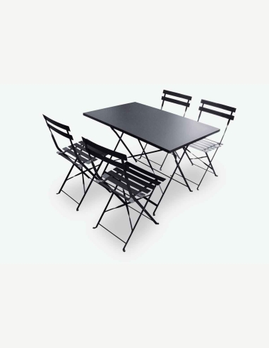 Balkonset aus Stahl aus 4 Klappstühlen und 1 Klapptisch|AvantiShop