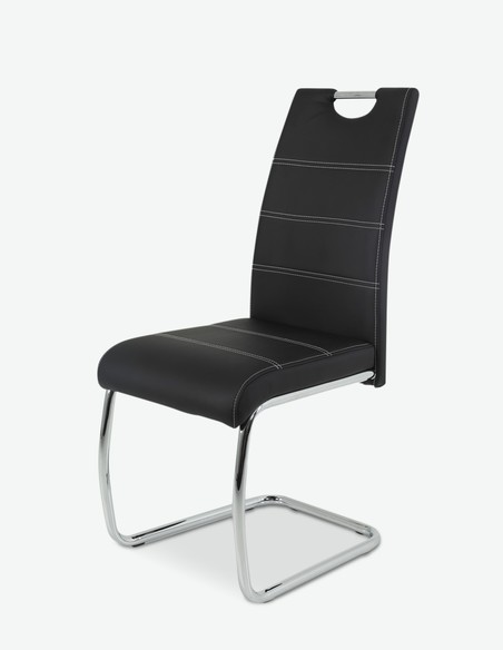 Flora S - Schwingstuhl aus Kunstleder, Metallgestell.Sitz und Rücken sind fest gepolstert - schwarz - Frontansicht